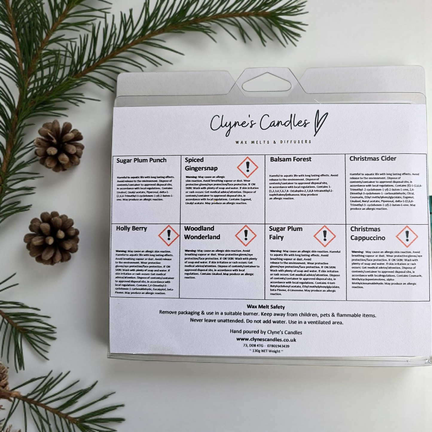 Festive wax melt selection tray by Clyne's Candles