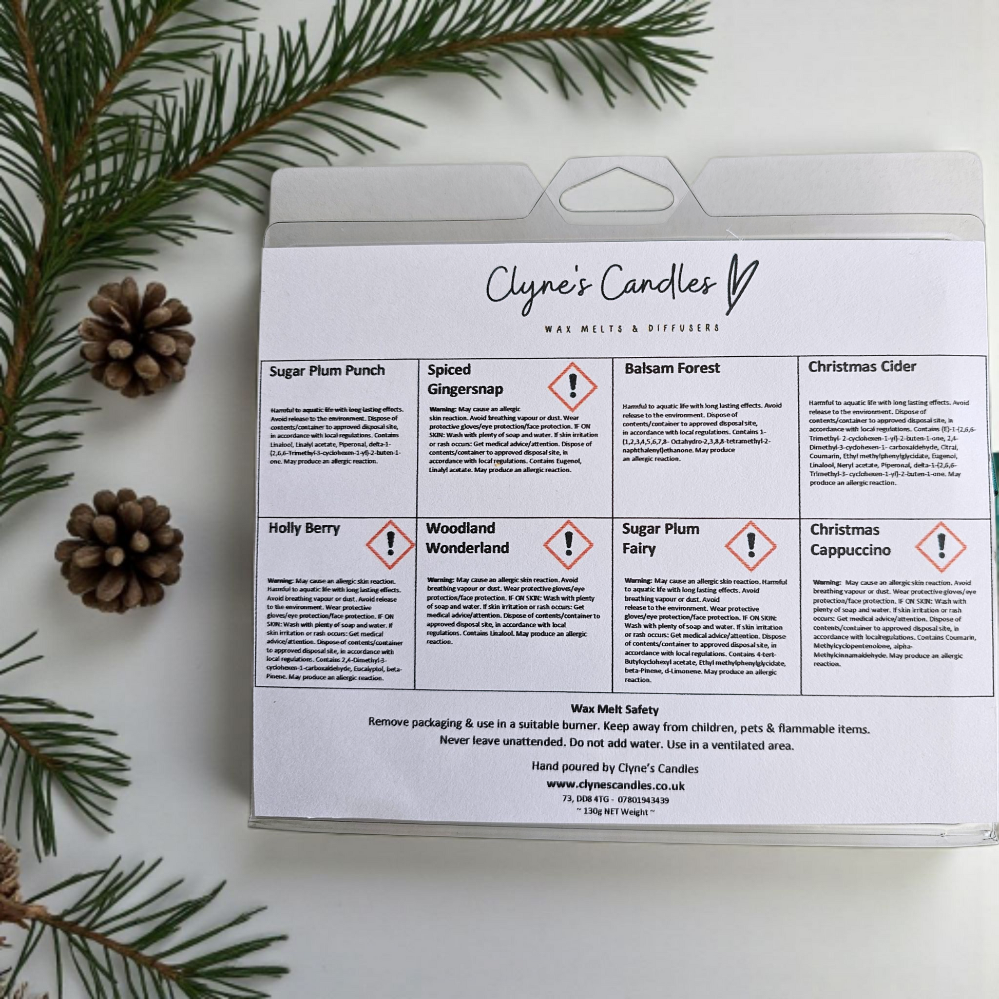 Festive wax melt selection tray by Clyne's Candles