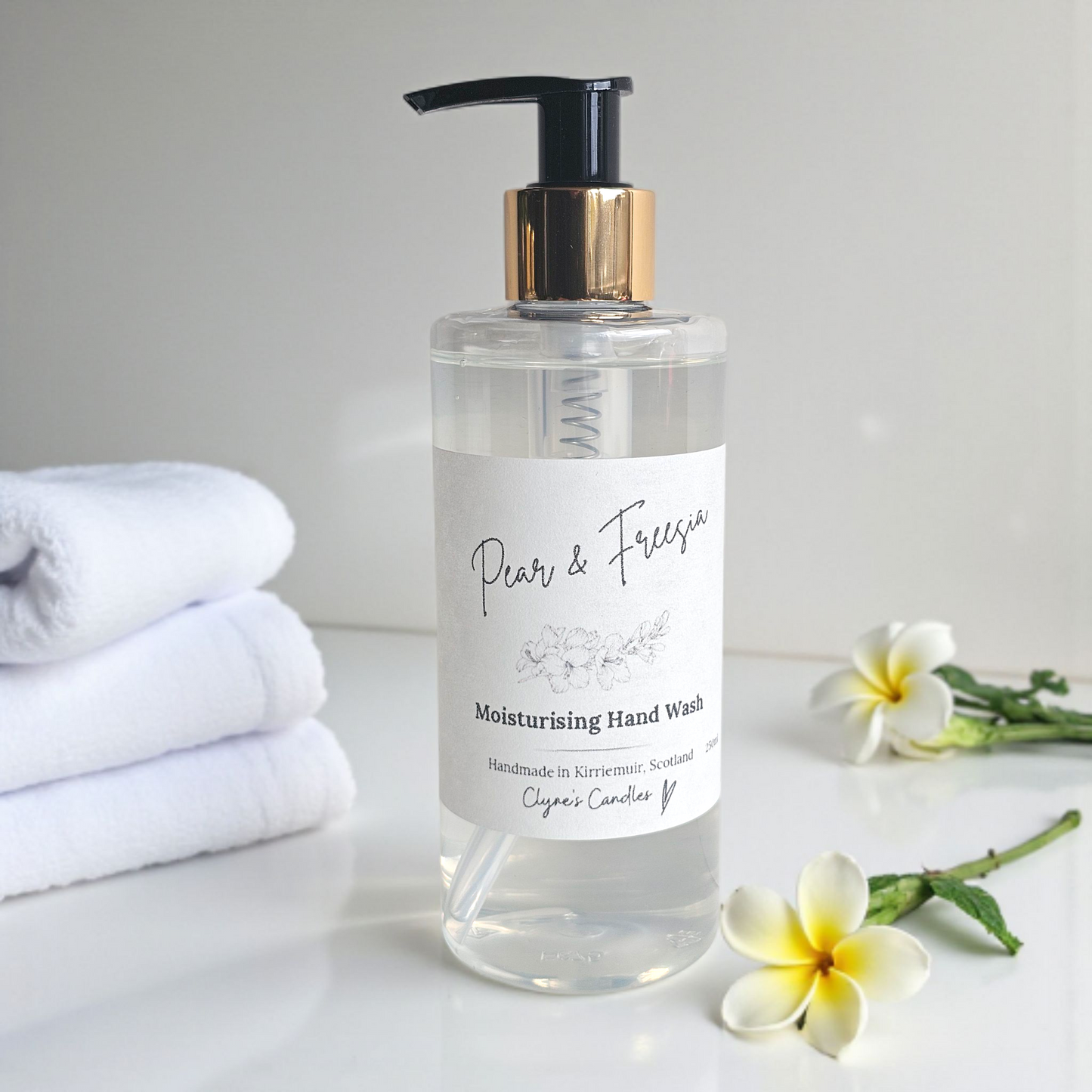 Dark Pomegranate hand wash with glycerin – luxury moisturising soap with rich notes of pomegranate, raspberry and plum, vegan friendly. Handmade by Clyne's Candles in Kirriemuir, Scotland