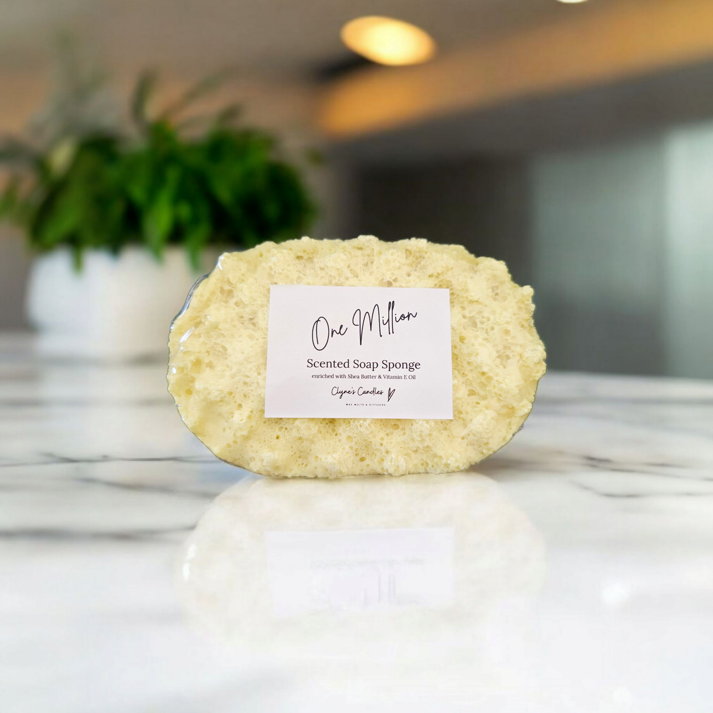 Highly scented soap sponge for shower or bath, reusable and perfect for daily skincare, by Clyne's Candles