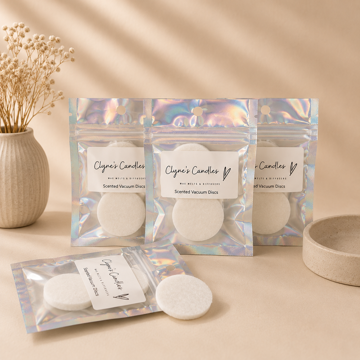 highly scented, long lasting vacuum and hoover discs handmade by Clyne's Candles in Kirriemuir, Scotland