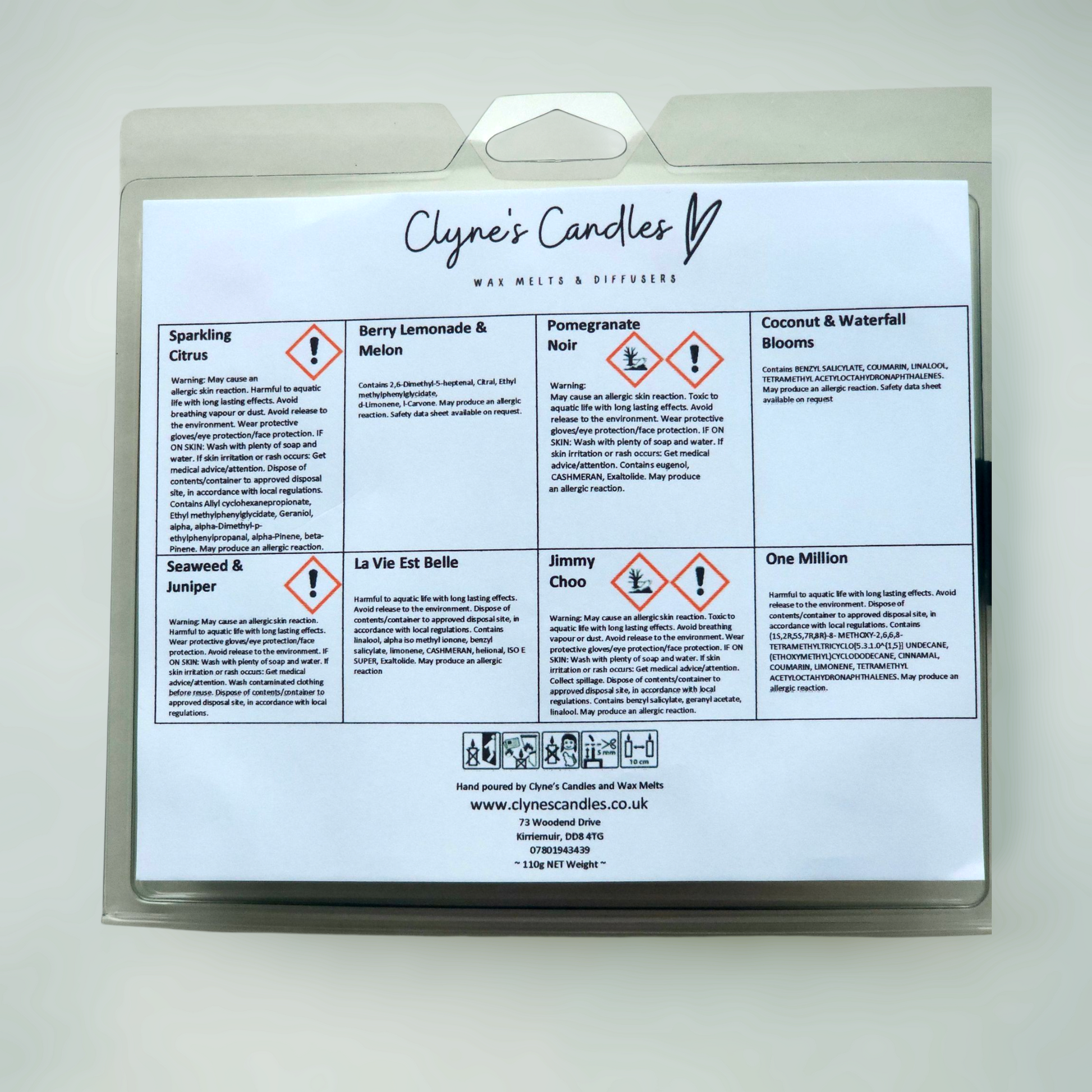 Wax melt heart tray – 8 highly fragranced sections, perfect gift for wax lovers.  Long lasting scents by Clyne's Candles