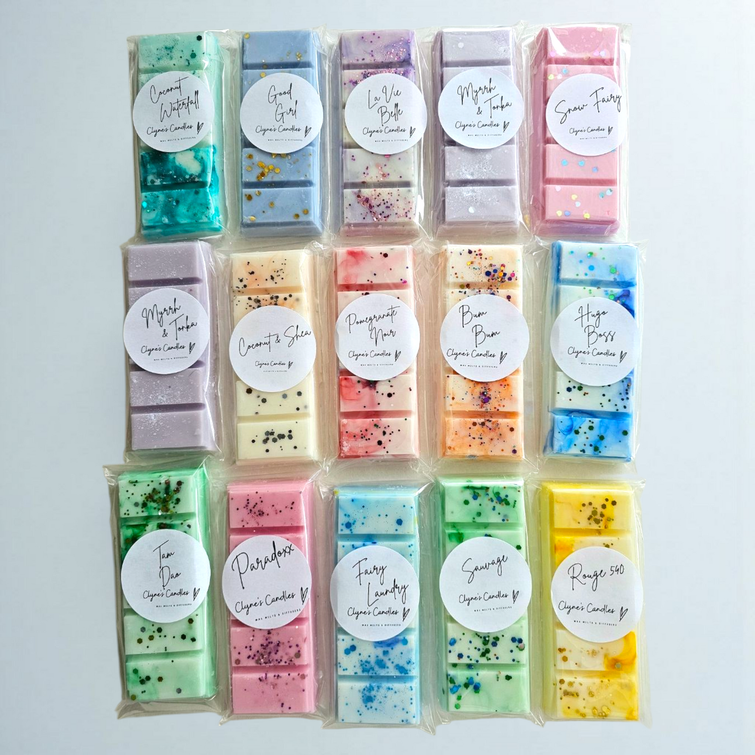 Highly scented, long lasting wax melts handmade in the UK by clyne's Candles