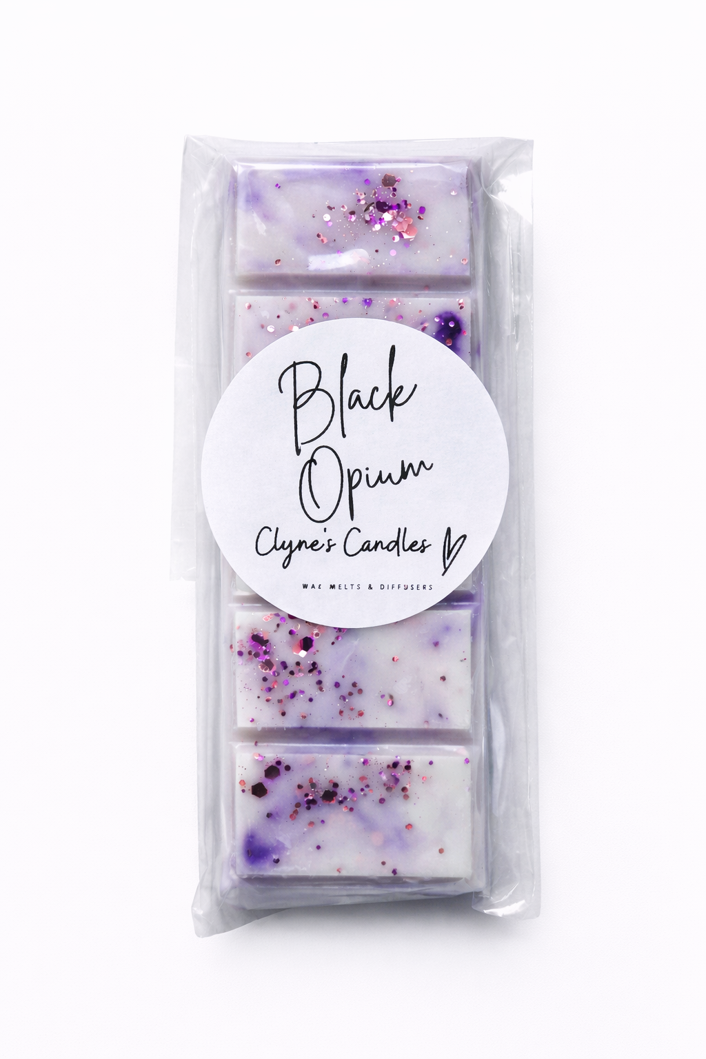 Black Opium inspired wax melt handmade by Clyne’s Candles with a deep, sensual perfume scent